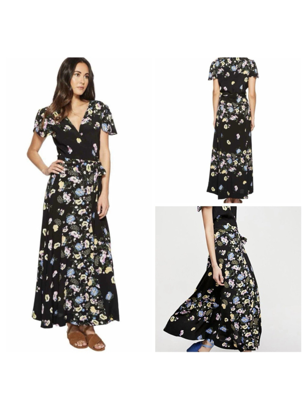 FREE PEOPLE Women’s Gorgeous Jess Floral Print Wrap Maxi Dress Size Small Easter